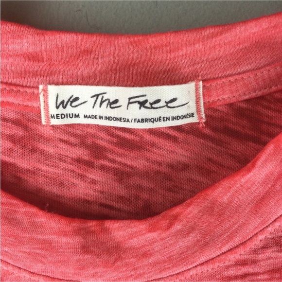 Free People Night Sky Coral Burnout Rolled Raglan Short Sleeve Tee Size Medium - Picture 4 of 7